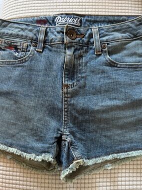 NFL Patriots Light Blue Denim Cutoff Shorts